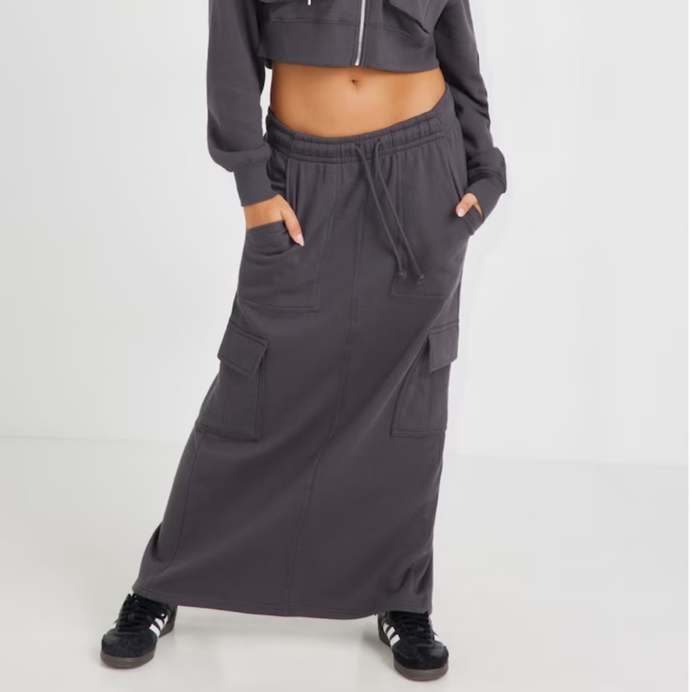 Garage Dark Gray Utility Cargo Maxi Skirt
